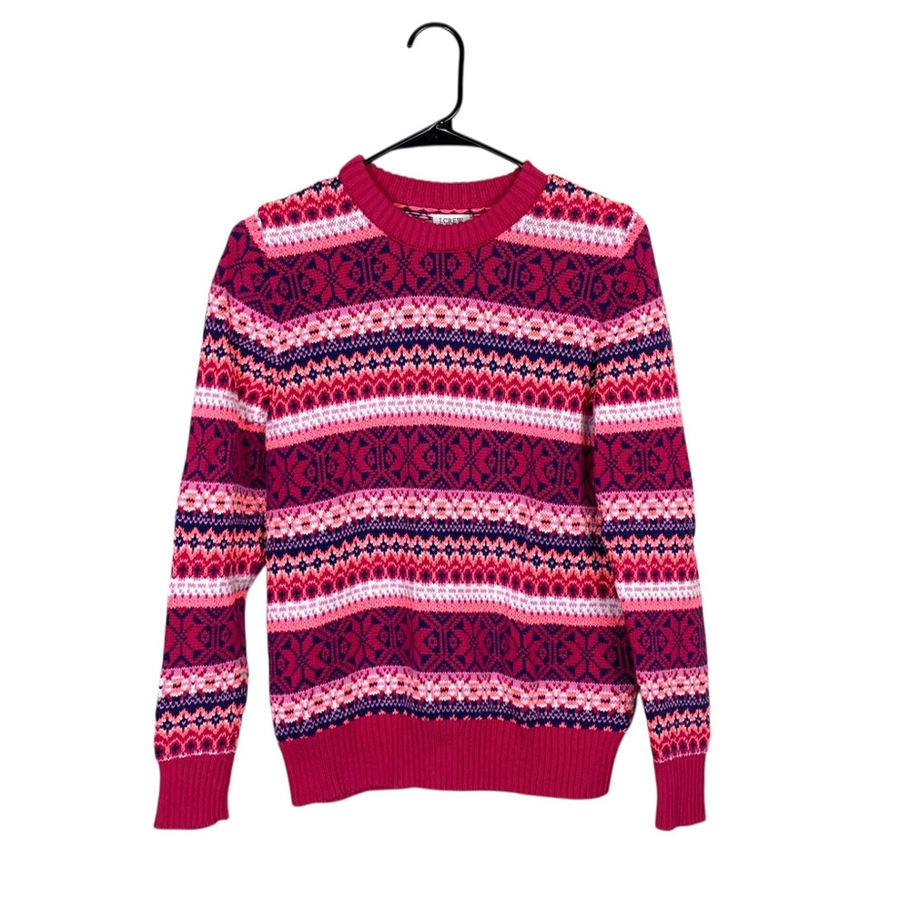 J Crew all over fair isle print crewneck sweater size small